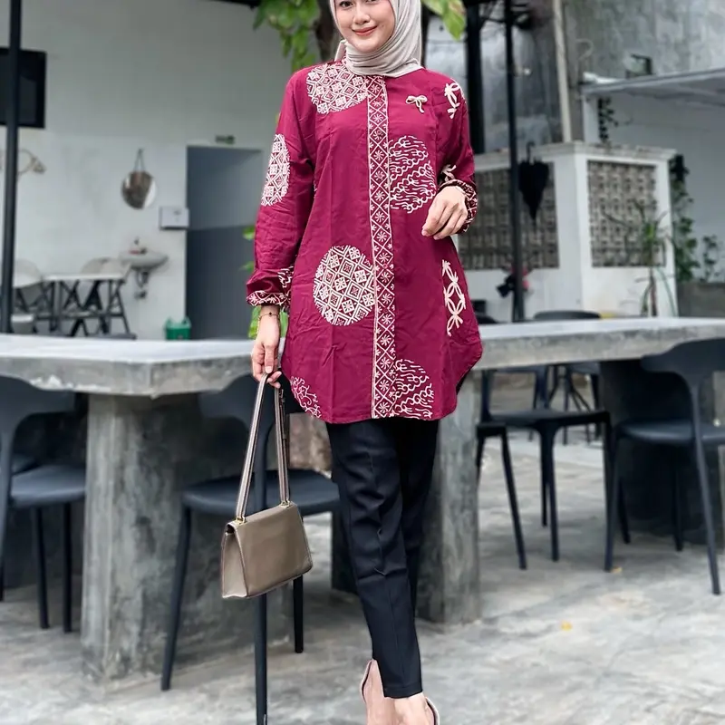BLOUSE NAJAH BAHAN RAYON TEBAL UKURAN L, XL, XXL BLOUSE MUSLIM CANTIK. Kancing Kerah Basic 4