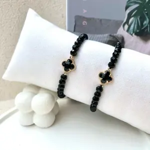 Gelang Crystal Charm Clover Bahan Premium