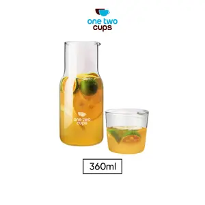 One Two Cups Gelas Cangkir Tea Coffee Sereal Desain 2 in 1 Glass Small 360 ml