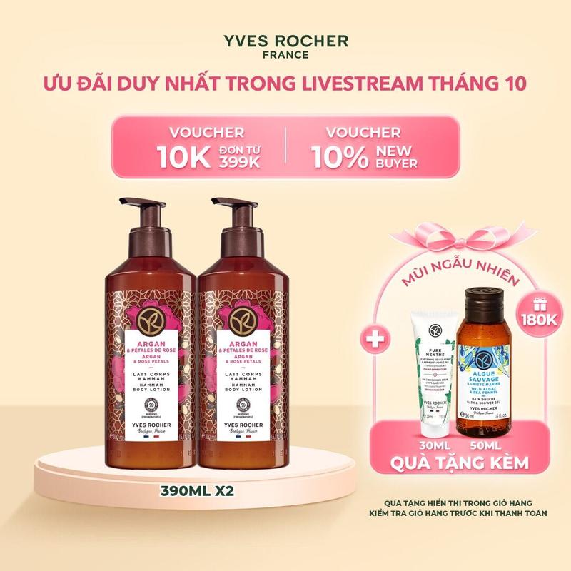 [Livestream] Combo 2 Sữa Dưỡng Thể Thiên Nhiên Yves Rocher Body Lotion 390ml (Cùng Mùi)