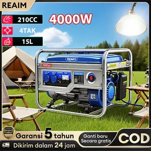Reaim Genset Portabel Bensin 4000W Tugas Berat Senyap PB5900E Generator Listrik Rumah & Industri, Mesin Genset Bensin Tembaga Berkualitas Tinggi, Awet, Hemat Bahan Bakar, Cocok untuk Darurat & Cadangan Daya