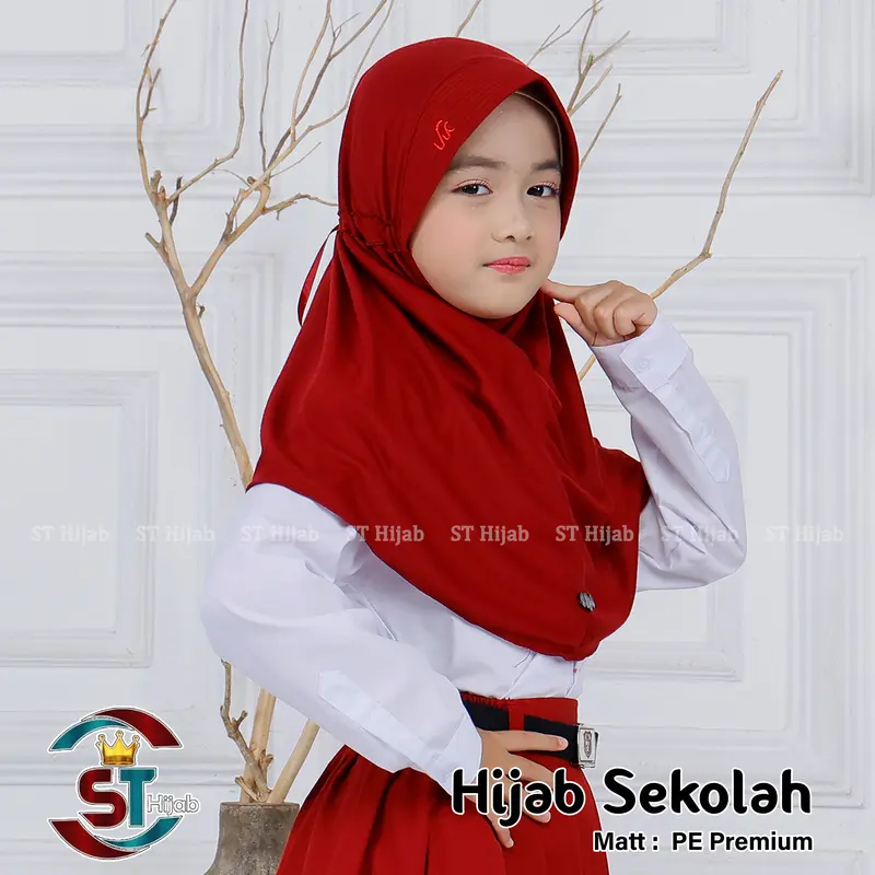 Hijab Sekolah Instan SD SMP SMA Pita Tertutup Bahan Kaos PE Premium 5