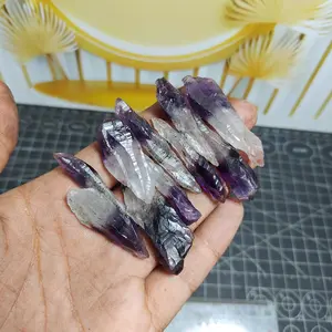 Natural Amethyst Quartz Sceletal With Hair (Rutilated) Paket (6) Asli Batu Alam