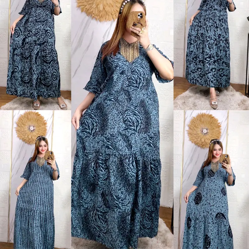 Longdress batik abstrak | dress batik rayon tebal motif abstrak busui friendly | longdress dan daster murah Rayon tebal Renda Sultan 3