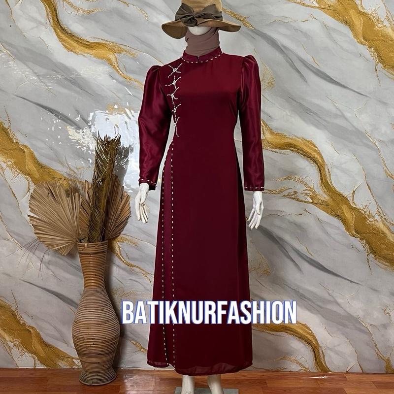 Batiknurfashion.(COD) Nadia dress mewah kondangan // bridesmaid// Gaun mewah// baju kondangan wanita 2024 // Bajukondangan mewah dan elegan// ootd// baju kondangan warna burgundy // Ootd berhijab //bridesmaid dress  Gamis  Pesta Wanita 6