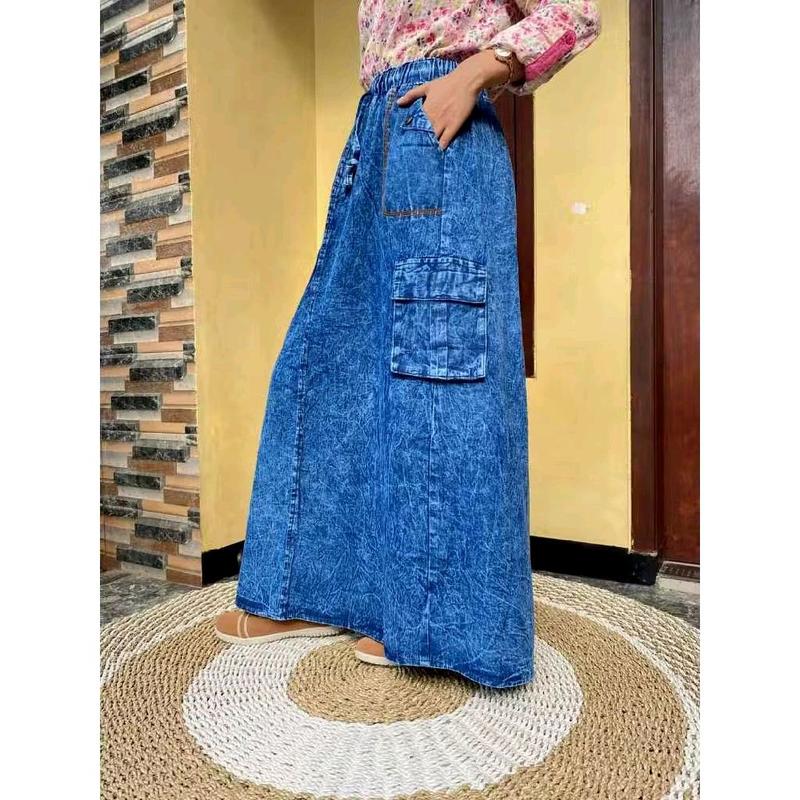 Rok Jeans Cargo - Rok Panjang Cargo - Rok Panjang Wanita - Rok Caro - Rok Mayung - Rok Maxi 3