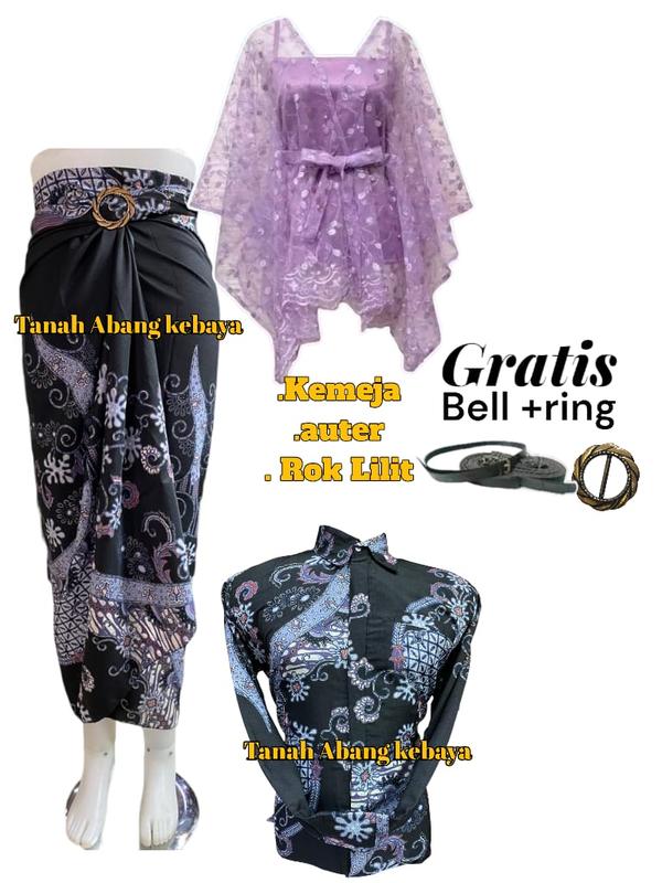Couplean Lengkap (Kemeja Lengan Panjang+Outer Dan Rok Lilit Batik) Kekinian untuk Acara FORMAL I Kondangan I Wisudah Dan Free Ring 5