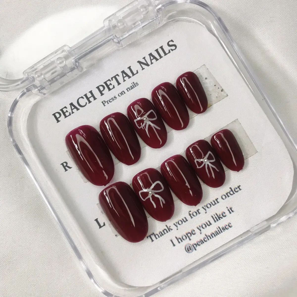 PRESS ON NAILS MAROON | press on nails custom | kuku palsu murah