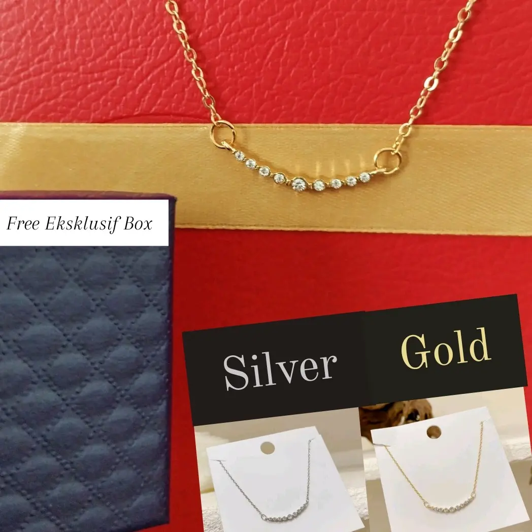 Kalung Titanium Elegant dan liontin permata Zirconia yang mewah , Free Eksklusif Box
