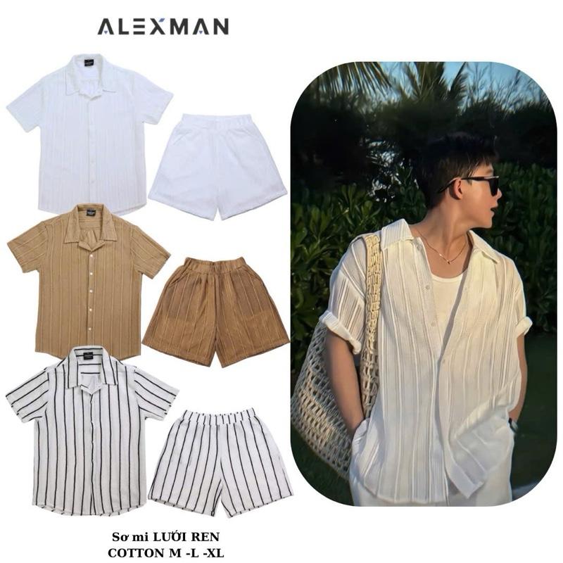 ( MỞ BÁN) Áo sơ mi A13 CỔ VEST form rộng vải lưới BST DU LỊCH HÈ 2025 cộc tay hoạ tiết ren lưới thoáng khí dệt kim ngắn tay đi biển ,đi chơi unisex