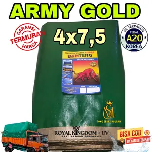 Terpal A20 4x7,5 UV KOREA Import, terpal terop terpal jemuran terpal kolam terpal truk dll Gold Hijau Plastik