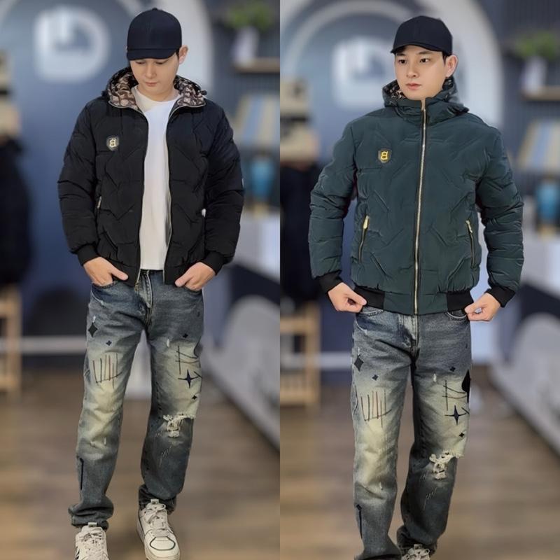  Áo phao nam mũ liền trần bông 3 lớp với 3 tông màu Đen ,Xanh Than,Xanh đen Menswear khoac 