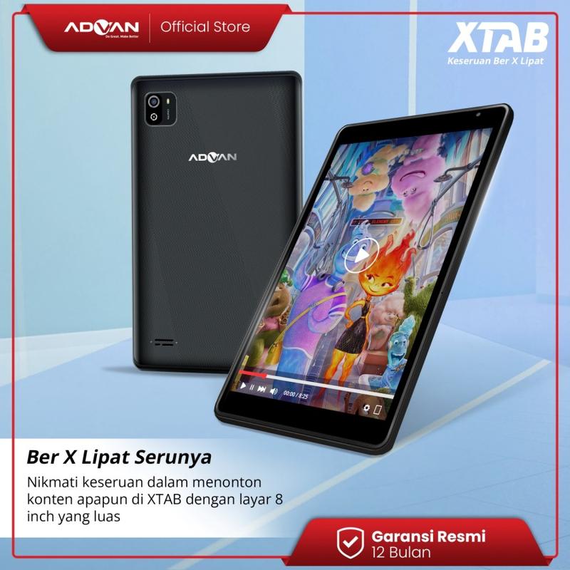 [Exclusive Baim Wong] (FREE CASE) ADVAN XTAB 4GB/64GB 8" Inci Quadcore T310 Tablet Android 13 HD IPS Dual SIM 4G LTE Dual Camera WiFi Bluetooth 6