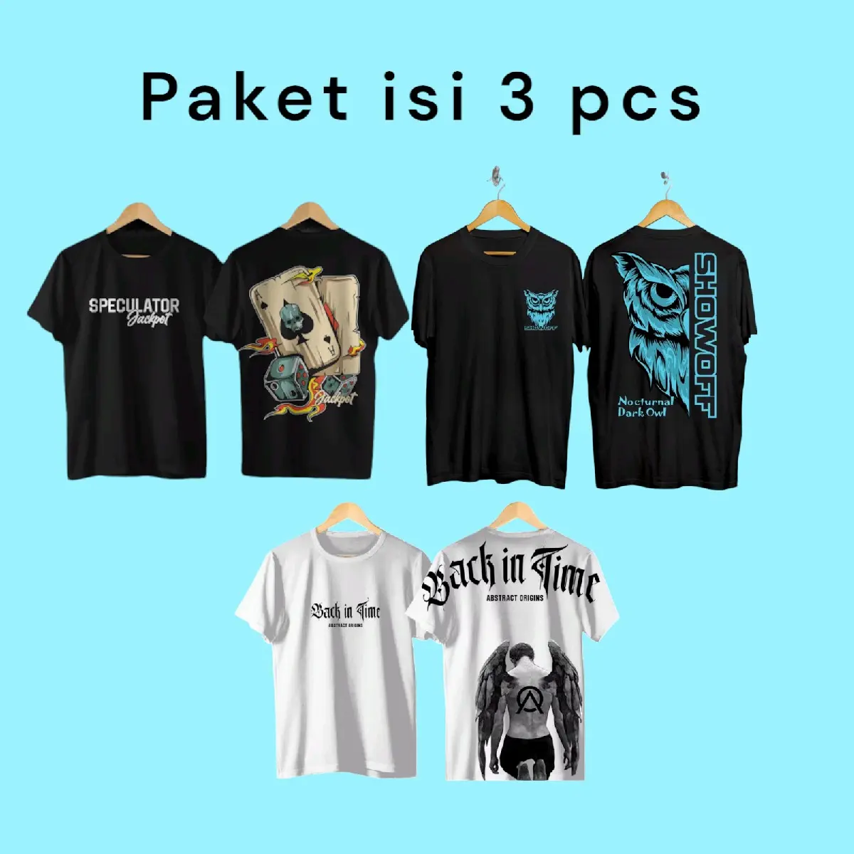 Paket hemat  isi 3pc Kaos Distro Lengan pendek Pria dan wanita Motif sablon   Cod Flash sale Katun combed Lokal Lembut