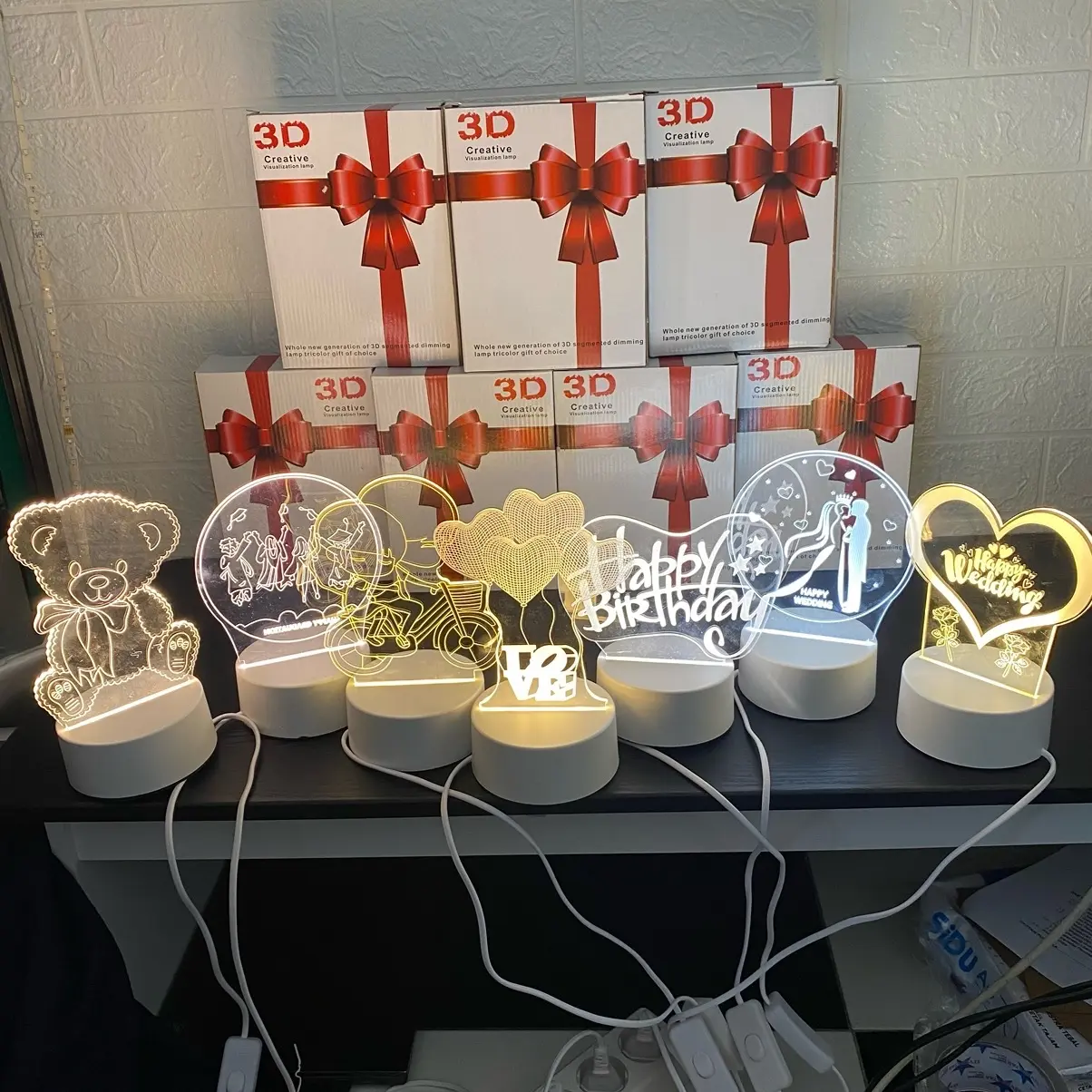 LAMPU LED 3D TRANSPARAN AKRILIK LAMPU TIDUR HIAS LAMPU HIAS AKRILIK KADO LAMPU TIDUR HIAS LAMPU HAPPY BIRTHDAY