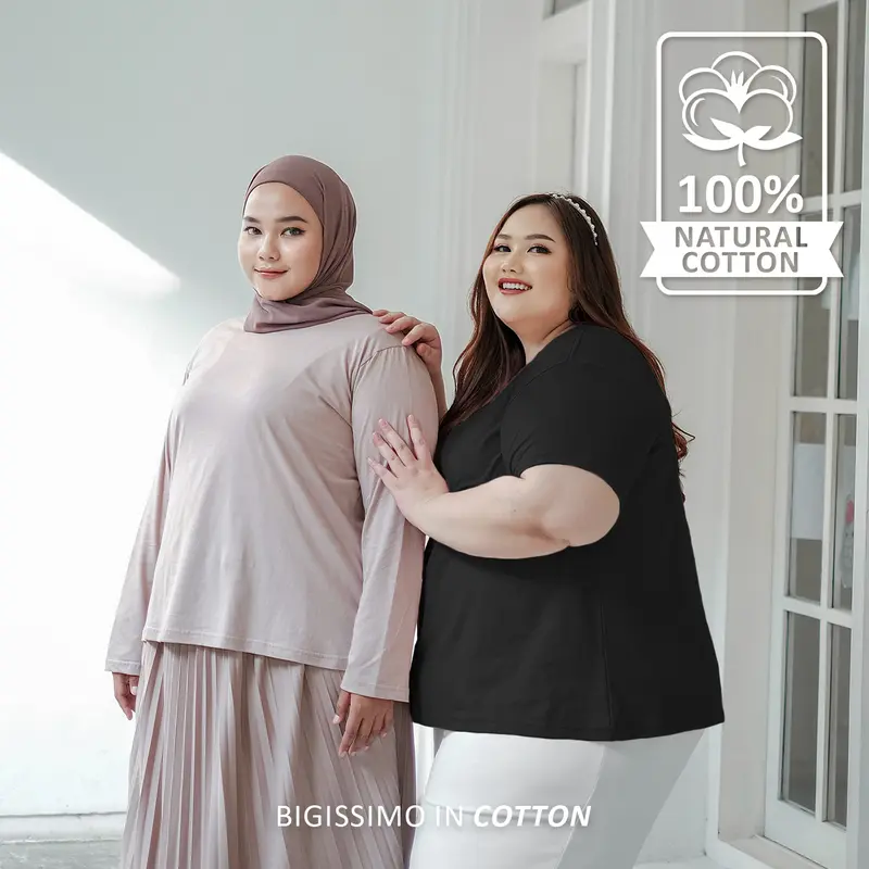 Bigissimo In Cotton - Classic crewneck kaos Panjang Combed  Bigsize Jumbo 0