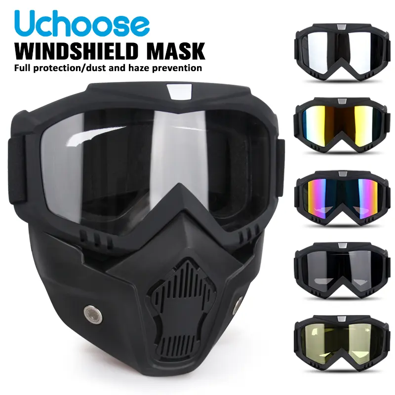 Motorcycle helmet full face mask dustproof rainproof half helmet cover goggles protective glasses HD day and night dual-use