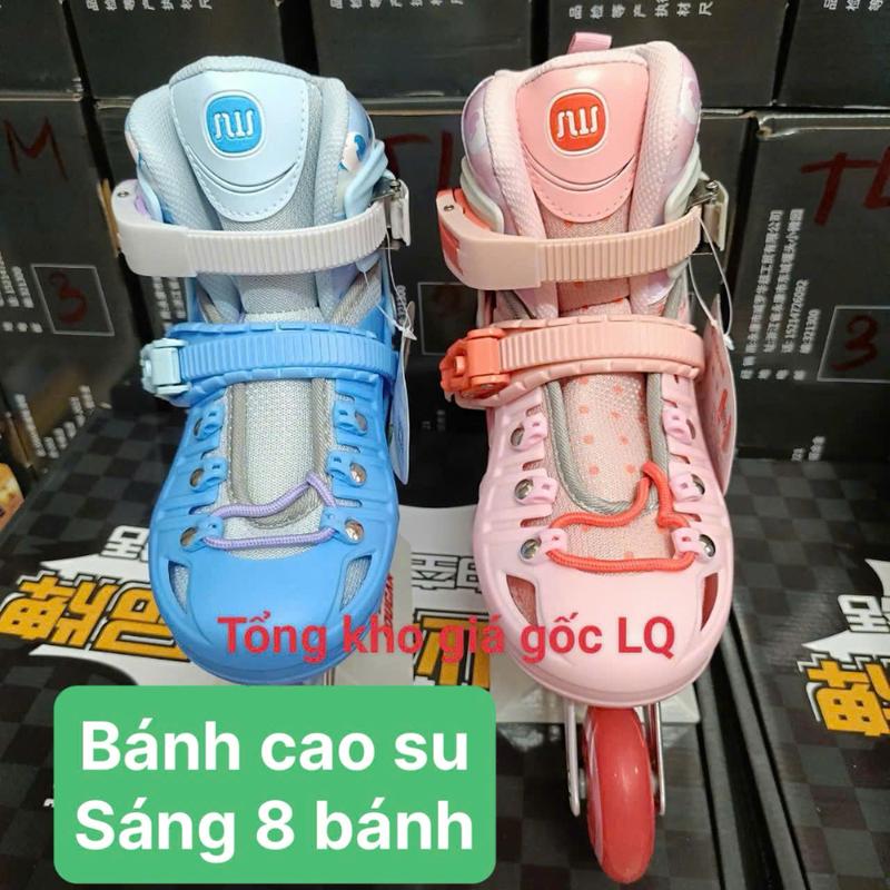 Tặng Bảo vệ. Giày trượt patin trẻ em SWAY mã mới S4 loại 2 khóa cứng phát sáng 8 bánh bánh cao su size SML có thể điều chỉnh - Sport Giày Patin. Tổng kho giá gốc LQ