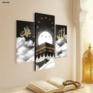 jam dinding unik 1 SET 3 PCS Kabah Dekorasi Hiasan Dinding Islami Kabah aesthetic Pajangan Rumah Frame Box Kayu MDF