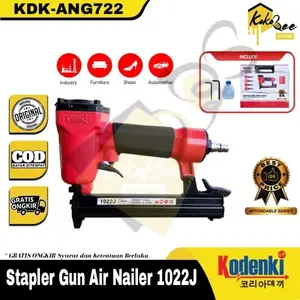 KODENKI Air Nailer 1022J Mesin Air Nail Gun Alat Paku Tembak Stapler Gun 1022J Model U - Alat Paku Tembak U Stapler Angin 1008J 1010J 1013J 1016J 1022J - Air Nailer Mesin Paku Tembak Staples Angin 1022J Stapler - Mesin Isi Staples Kompresor Model Paku U