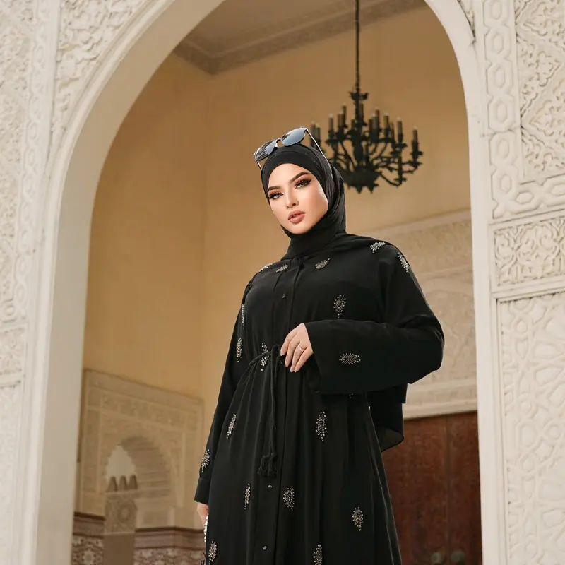 gamis abaya saraza tipe zainab Muslim Wanita Dress Dewasa Hitam Maxi Lebaran Arab Remaja Syari Mewah 2