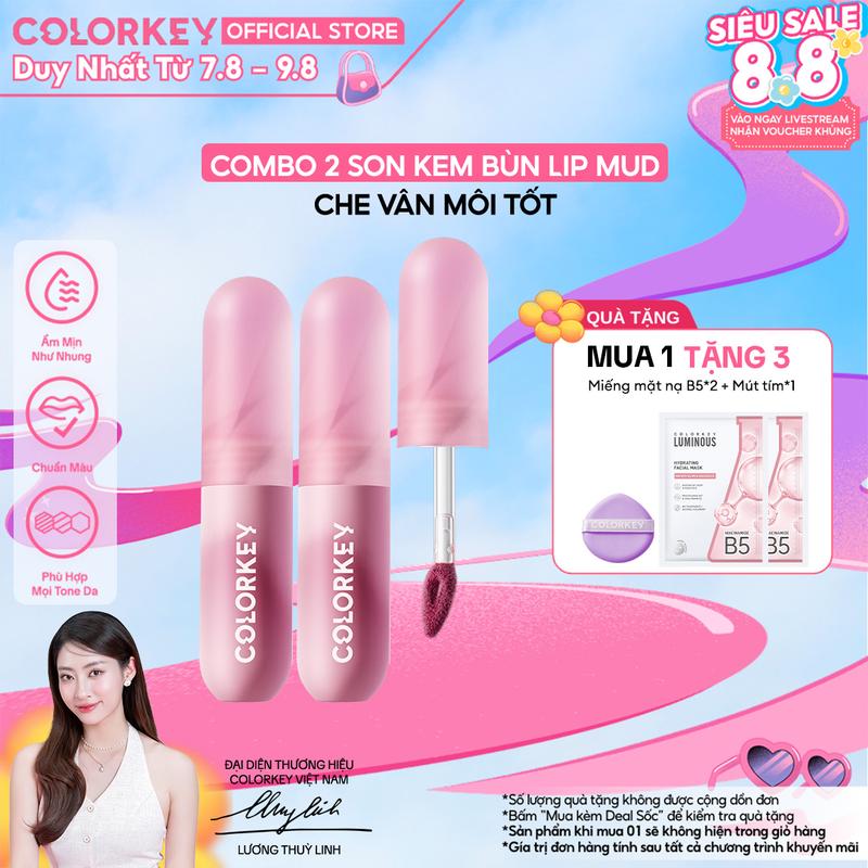 [ĐỘC QUYỀN LIVE] COMBO 2 SON bùn mousse COLORKEY với lớp nhung finish trendy tạo cảm giác quyến rũ 2g/son x2