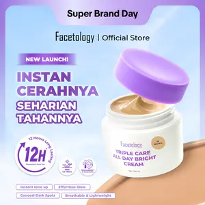 [FLASH SALE] Facetology Triple Care All Day Bright Cream 10gr - Day Cream Shades Light Neutral Warm Dengan Medium Coverage Bantu Mencerahkan