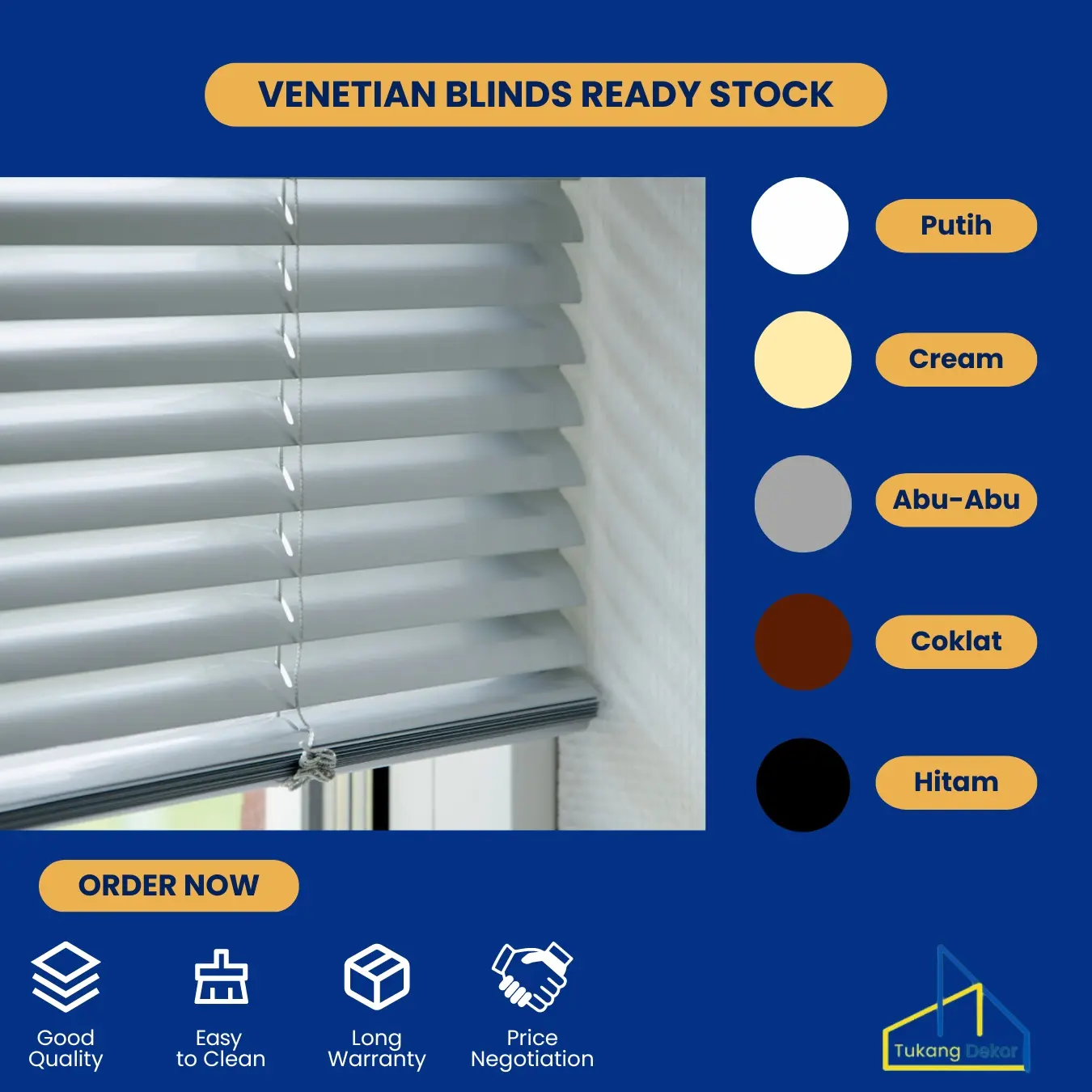 Ready Stock - Tirai Jendela Venetian Blinds Aluminium