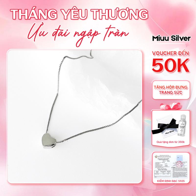 Dây chuyền nữ bạc 925 Miuu Silver mặt trái tim phồng Sweet Heart