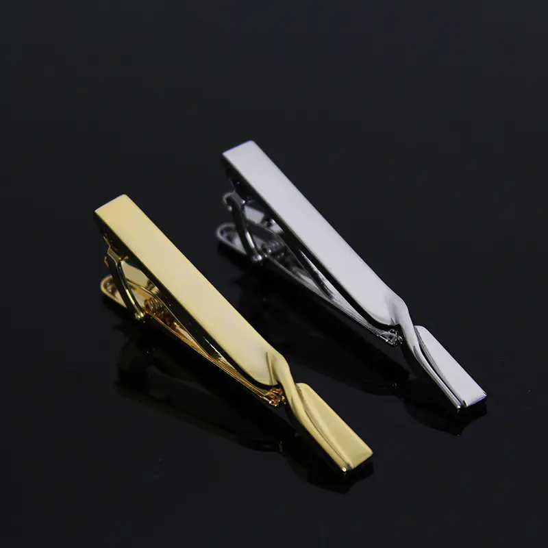 Metal Tie Clip Men's Business Custom Logo Tie Clip Simple Smooth Silver Gold Tie Clip Gift Box Set
