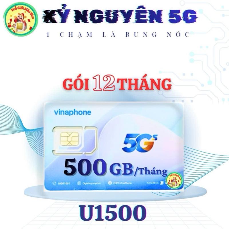Gói U1500 - 500GB Tháng - Miễn phí 6.000 GB cho 1 năm Sử Dụng – Sim Data 4G 5G - Phù hợp lắp vào thiết bị phát wifi như điện thoại camera ô tô để truy cập internet