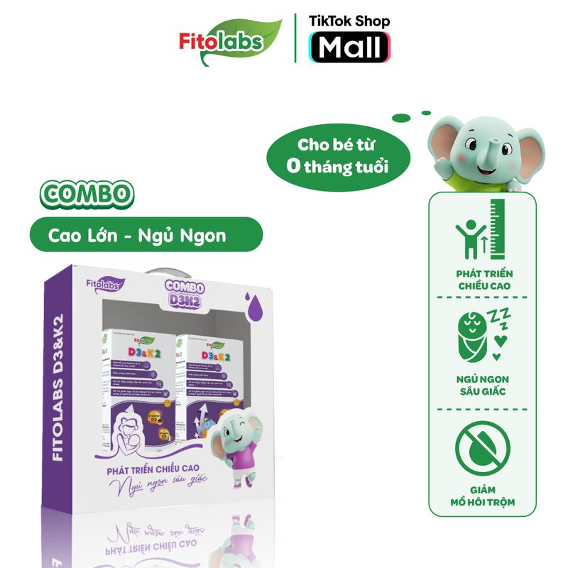 COMBO Fitolabs Vitamin D3K2-MK7 Cho Bé Dạng Nhỏ Giọt- Ngủ ngon Hấp Thu Canxi & Tăng Chiều Cao Hiệu Quả