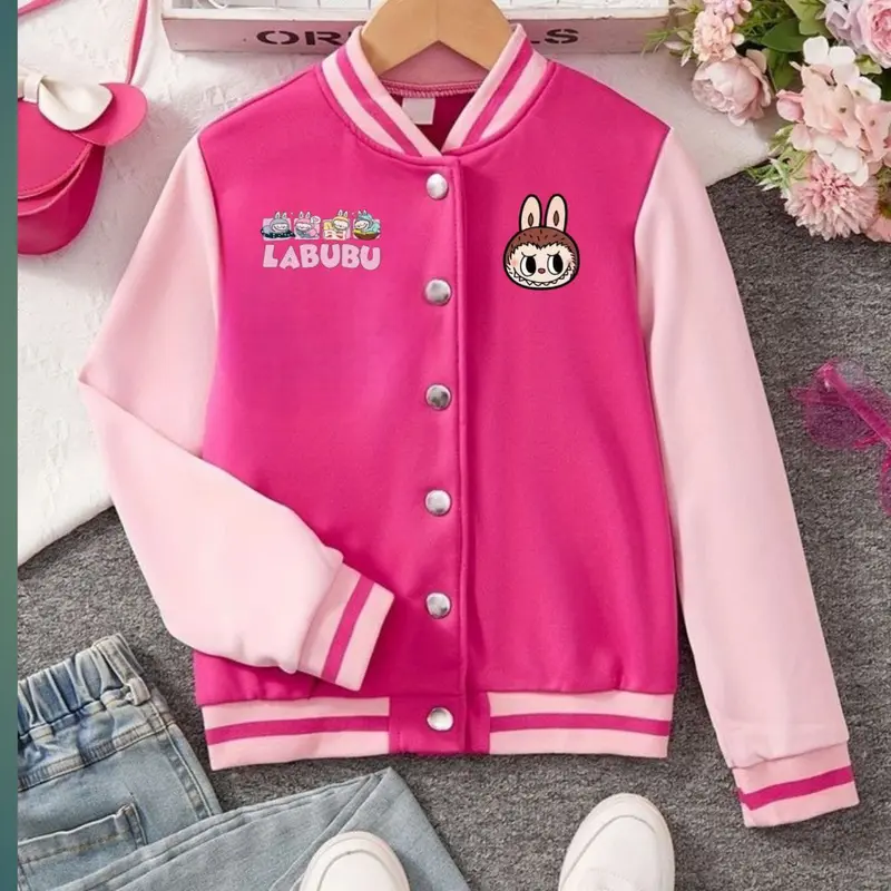 Jaket Varsity Labubu Sleeping 1234 Anak usia 5-10 Tahun Pria Wanita Unisex anak kekinian Fashion 4