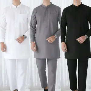Setelan Baju Koko Kurta Pria Pakistan Lengan Panjang Premium Polos Atasan Celana Muslim Modern Lebaran Ibadah BajuKokoPria KurtaPakistan