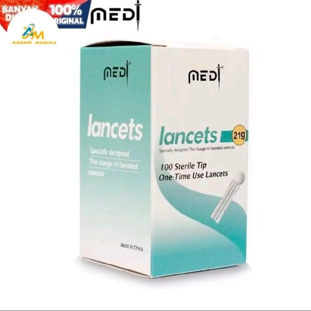 LANCET BEKAM 21G MEDI 1BOX isi 100 PCS JARUM BEKAM MEDILANCE