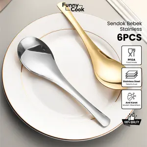 [DAPAT 6] FUNNYCOOK COD Sendok Bebek Korea Stainless Steel 304 Tebal Sendok Makan Kuah Karat Harga Satuan Geoolimy Kitchenware Baja