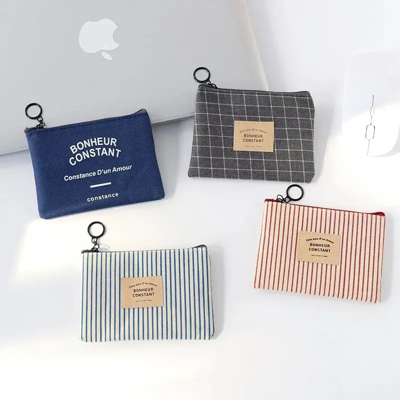 【live】Fabric Geometry Zero Wallet Small Fresh Cotton Linen Small Wallet Coin Bag Minimalist Fashion Card Bag Key Bag Storage Bag