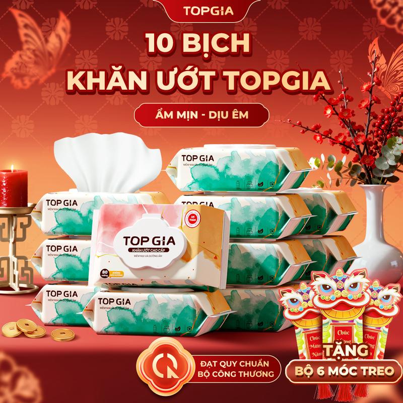   TOP BÁN CHẠY  Thùng 10 bịch khăn giấy ướt TOPGIA 80 tờ đa năng không cồn không mùi để bàn khăn ướt Ban Mai mềm mại rút an toàn lành tính ĐẠT QUY CHUẨN CỦA BỘ CÔNG THƯƠNG  KU  #khanuot #topgia #giayuot #khangiayuot 