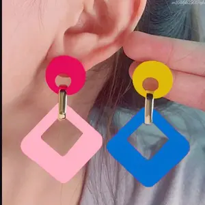 Anting Fashion Wanita Model Diamond Drop Mix Color Acrylic Ringan Stylish 755 Elegan Earrings