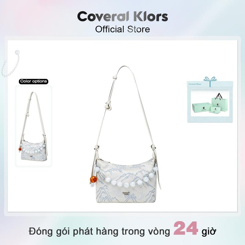 LIVE COVERAL KLORS -【đóng gói hộp quà tặng - Túi đeo chéo vai Jacquard Trung Quốc dành cho phụ nữ Xanh Biển thời trang Retro in mùa xuân và mùa hè mới Đeo Vai Bag