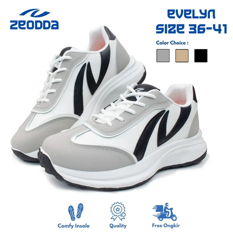 Zeodda Evelyn Sepatu Sneakers Wanita Shoes Black Casual Sport 1067 3