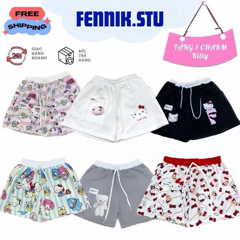 Tặng gấu Quần short hoạt hình NAM NỮ from rộng chất lennin mát Fennik.studio Menswear