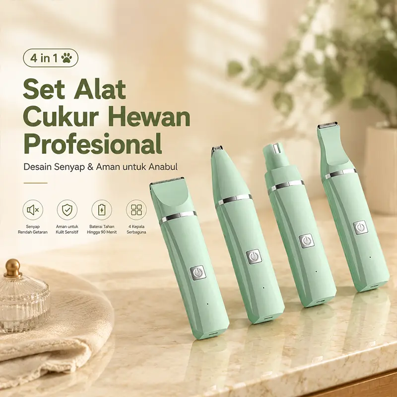 Pet clipper 4-in-1 Bulu anjing Hewan Pet Elektrik Cukur Bulu kucing Pemotong Rambut Hewan Peliharaan cukur bulu kucing pencukur bulu kucing