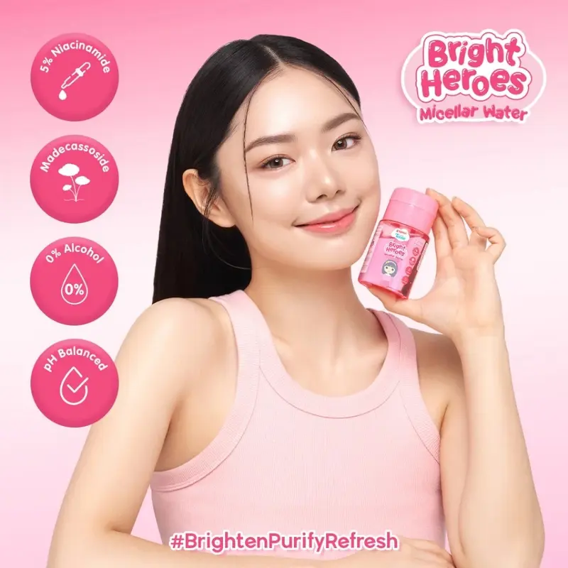 PIGEON TEENS BRIGHT HEROES MICELLAR WATER 100 ML| Micellar Water Pembersih Wajah Double Cleansing|Skincare Infused 0