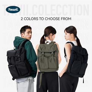 Tawii.Waterproof Nylon Backpack 15 Inch Laptop Bag Japanese Style Multi Pocket For Commute Campus Travel Sleek Functional