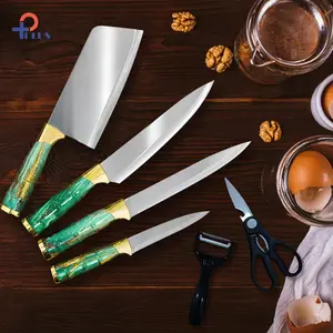 Kitchen knife Set Bambu 6in1 ramadhan package mewah Pisau Dapur Set isi 6 pcs Kitchen Knife Set Tidak Lengket Pisau Dapur Set 6 in 1 Bahan Stainless Steel dengan corak  bambu Kitchenware