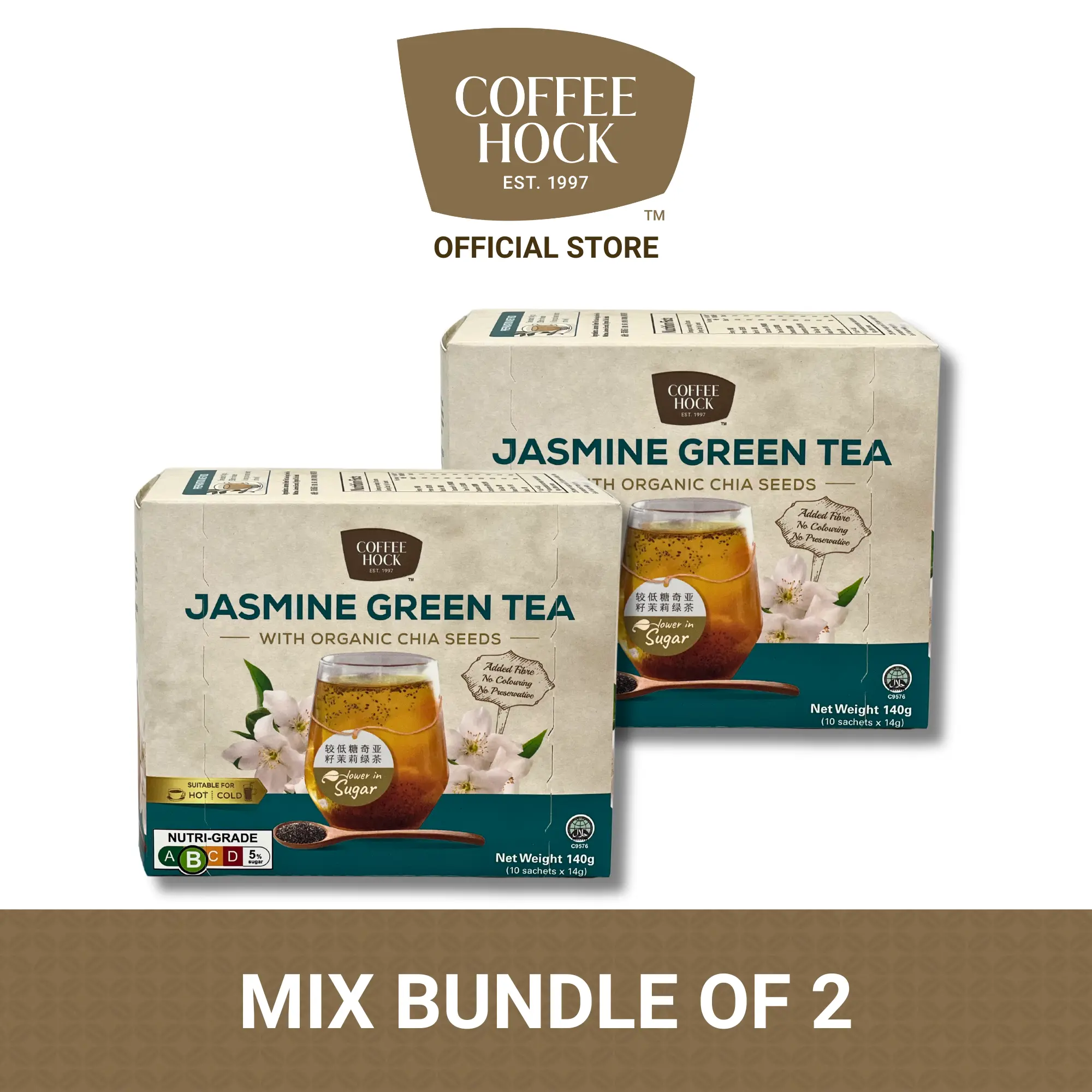 [Mix Bundle of 2] Jasmine Green Tea with Organic Chia Seeds