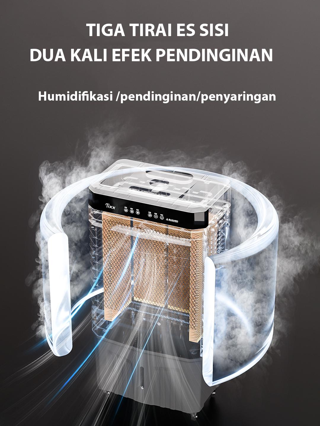 【COD】TIXX Air Cooler Kipas Angin Pendingin Udara Tangki Besar 10L/15L/40L dengan Es Kristal Refrigerasi Tiga Lapis Tirai Es Suplai Udara Sudut Besar Tiga Kecepatan Angin Humidifikasi Penyaringan Udara Dingin Portable Air Conditioners