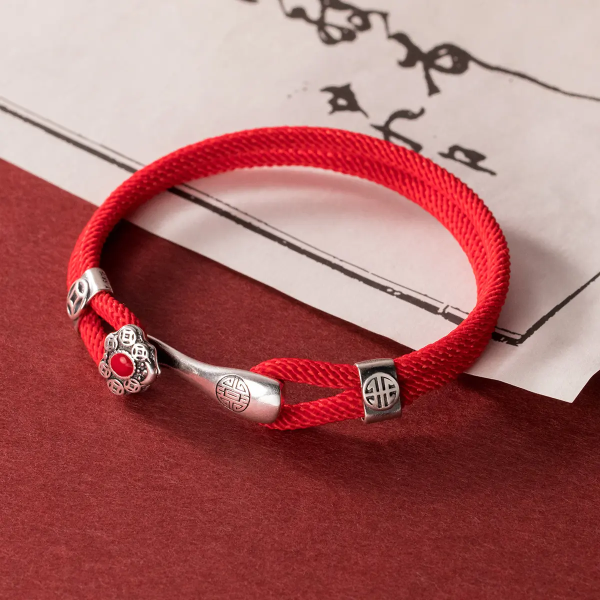 New Retro Ruyi Bracelet Classic Style Couple Handmade Red String Bracelet Ethnic National Trendy Jewelry for Men and Women