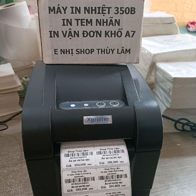 Máy in tem mã vạch 350B In tem nhãn sản phẩm In vận đơn khổ nhỏ A7 may innhiet. Máy in nhiệt THÙY LÂM hết giấy thay giấy không cần đổ mực